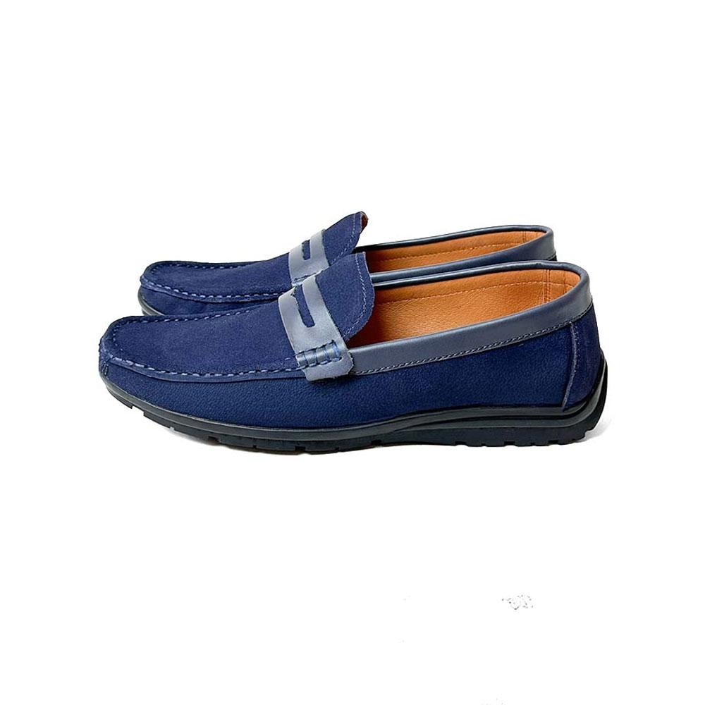 Giày lười Moccasin da lộn màu xanh navy