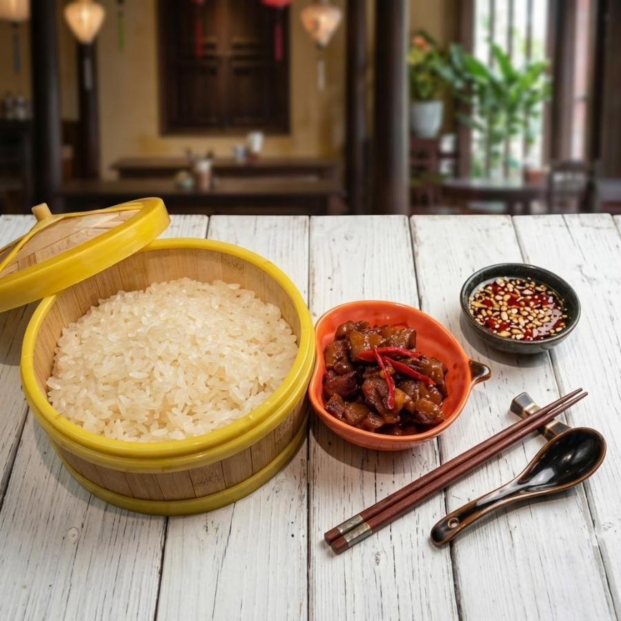 Xôi gà hấp Quảng Đông vị cay