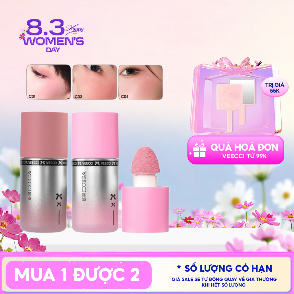 Má Hồng Dạng Kem VEECCI Liquid Like Water Powder Blusher 3.5g