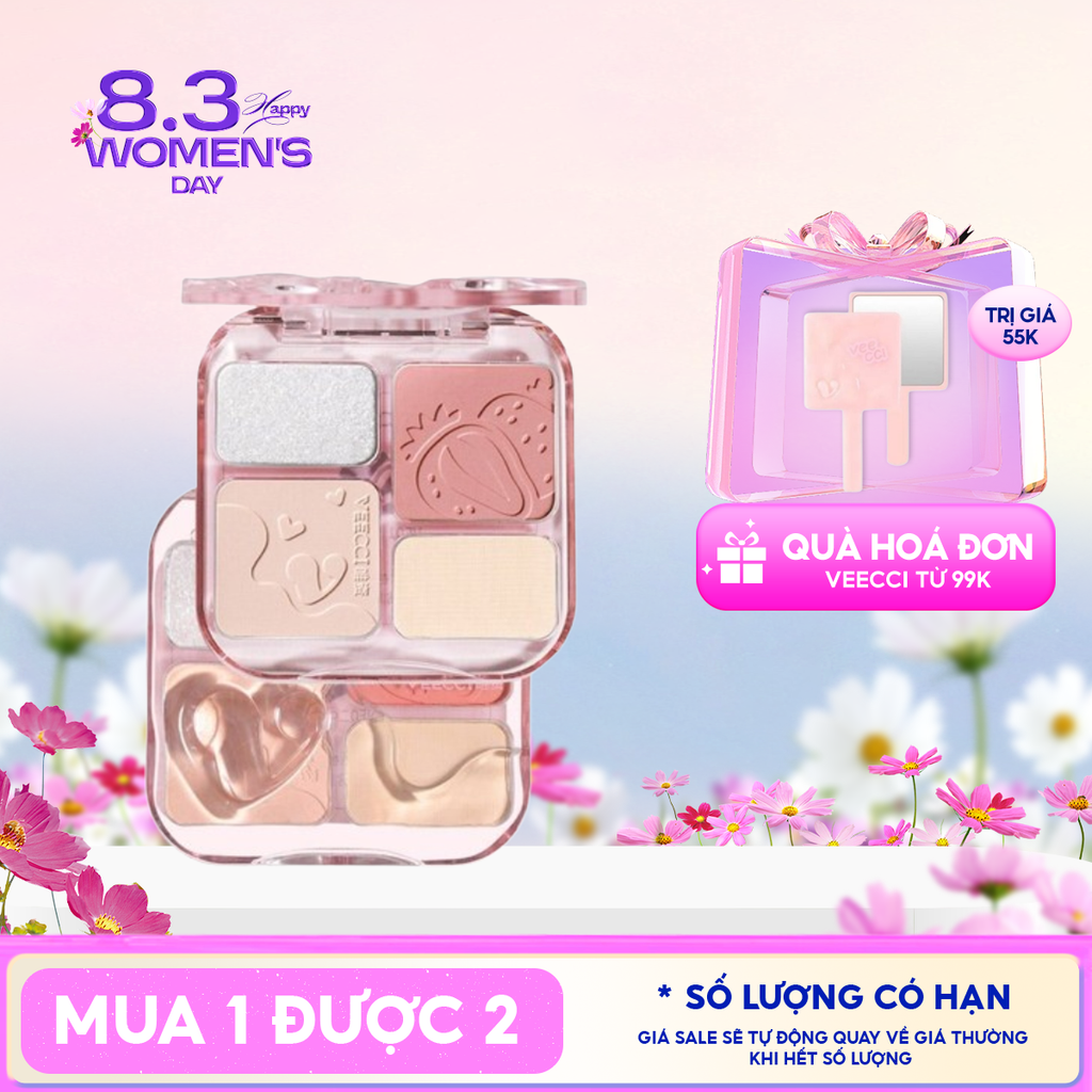 Bảng Phấn Má Hồng & Bắt Sáng 4 Trong 1 VEECCI Easy Blend Face Contouring Palette VE01 8.6g