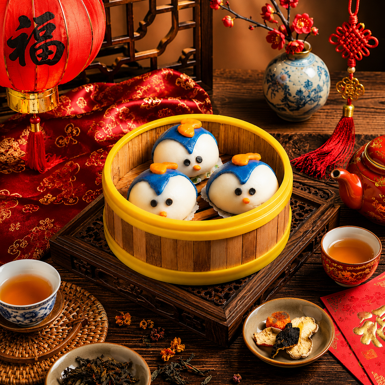 Lồng Bánh Bao Nhân Trà Xanh 3 Cái