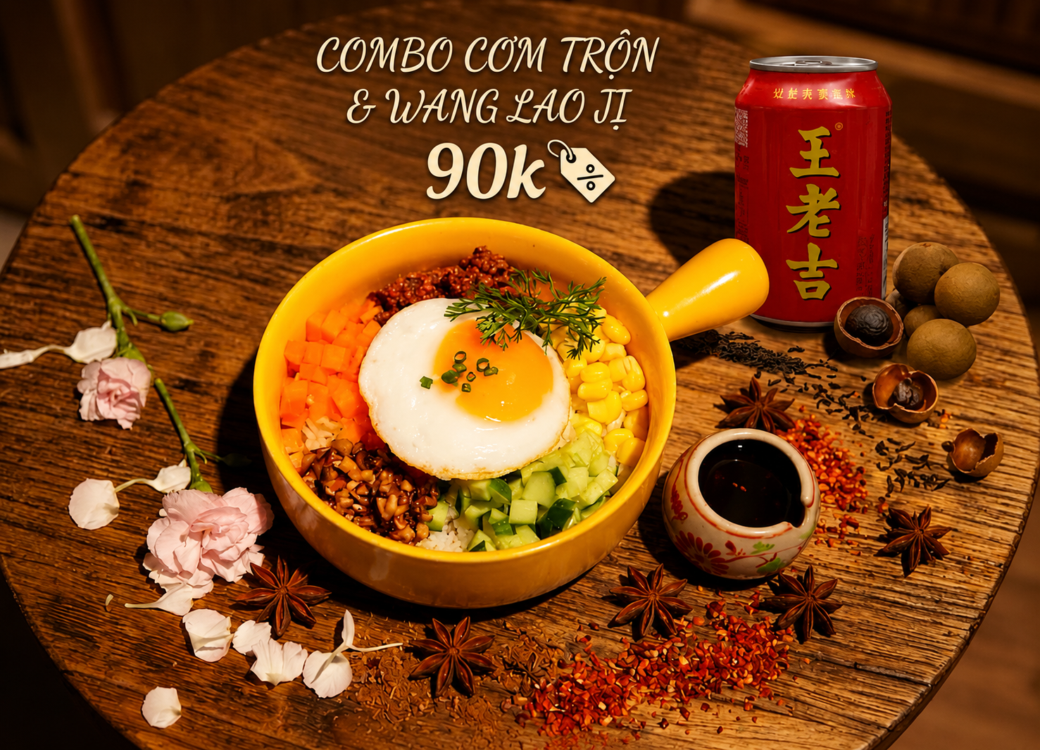 Combo cơm trộn & Trà Wang Lao Ji