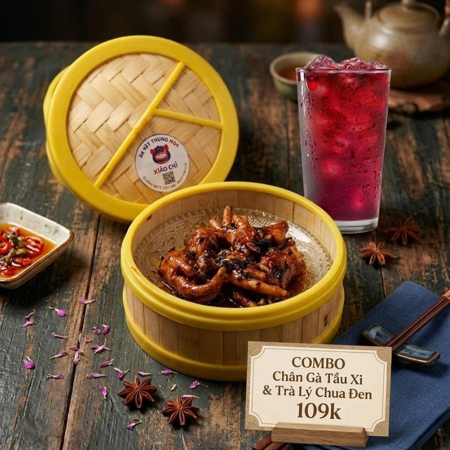 Combo chân gà tầu xì & Trà lý chua đen