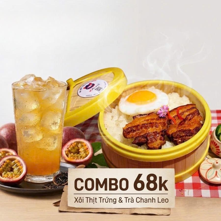 Combo xôi thịt trứng & Trà chanh leo