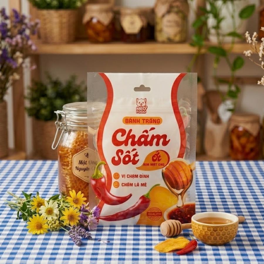 Bánh tráng chấm sốt ớt
