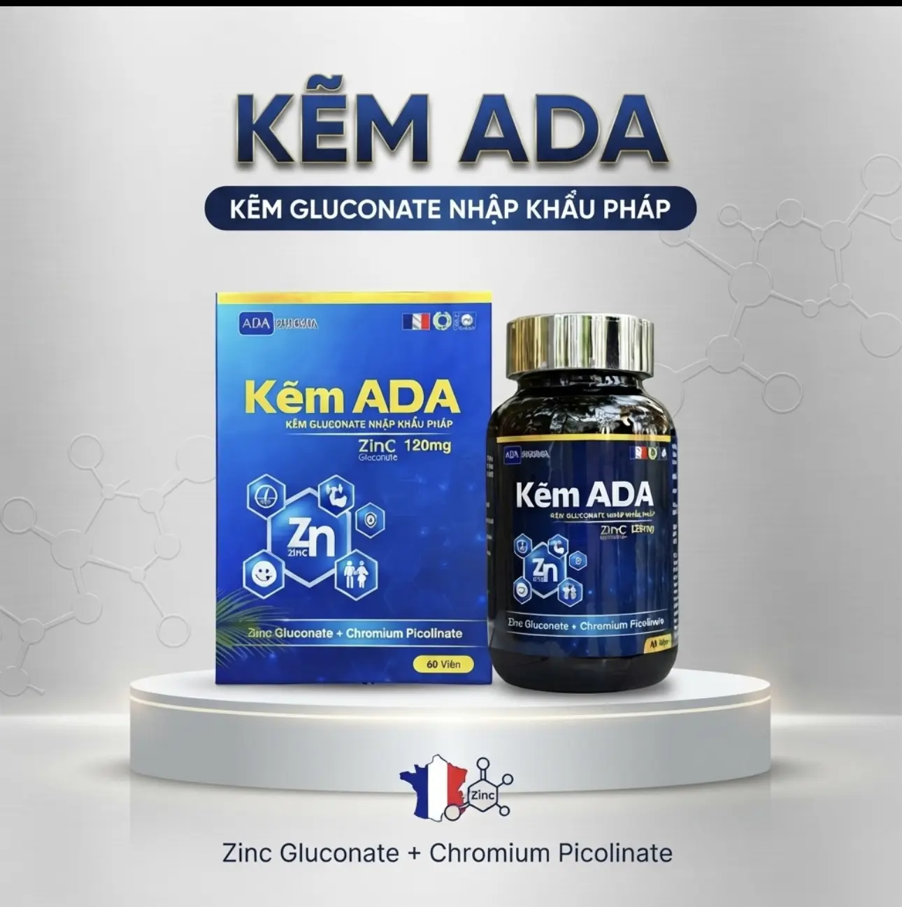 Kẽm ADA Zinc Gluconate 150 mg – Lọ 60 viên