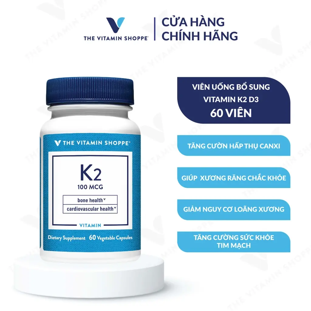 Viên Uống Bổ Sung Vitamin D3 K2  - Nhập Khẩu Mỹ