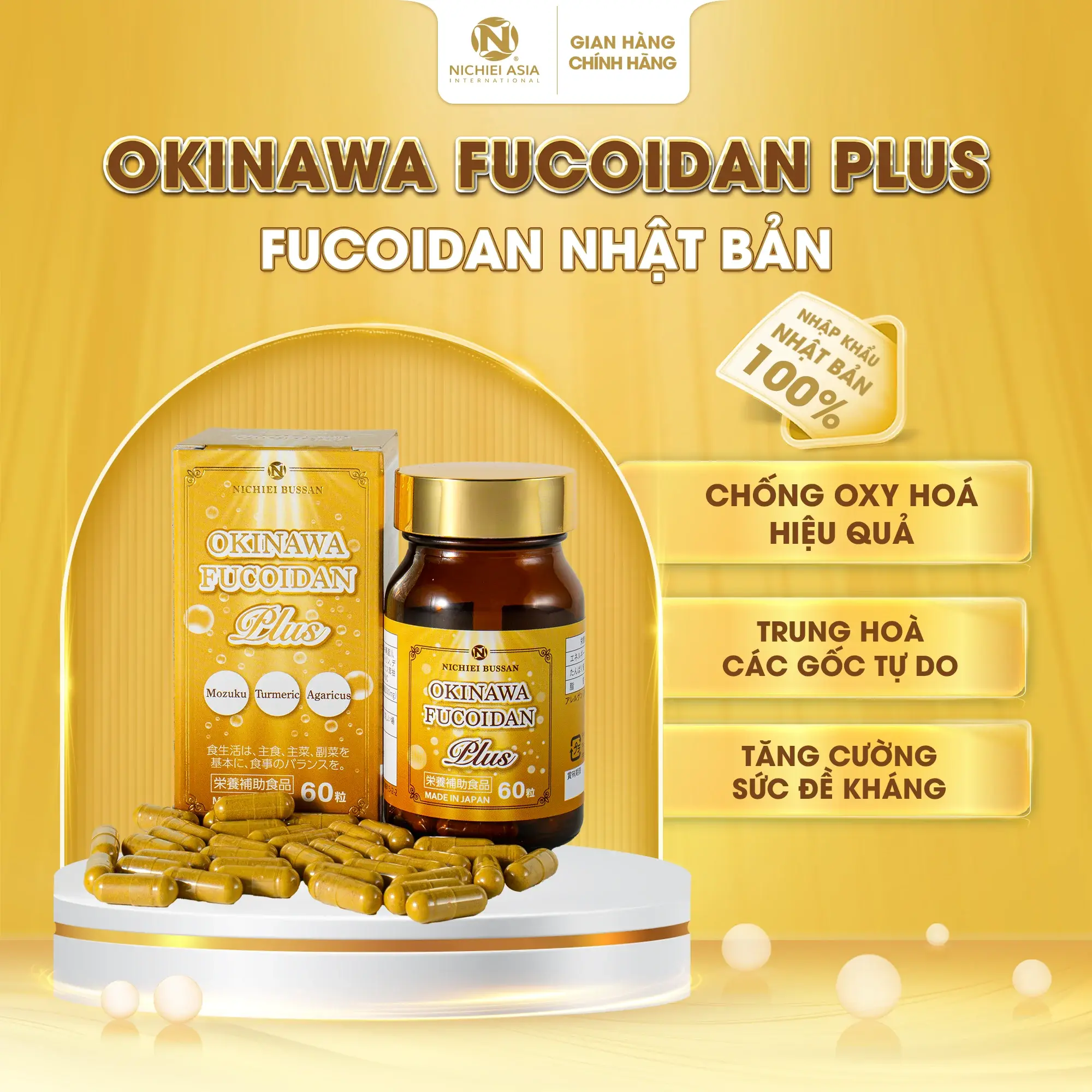 Viên Uống Phòng Ung Thư Okinawa Fucoidan Plus - Nhập Khẩu Nhật Bản