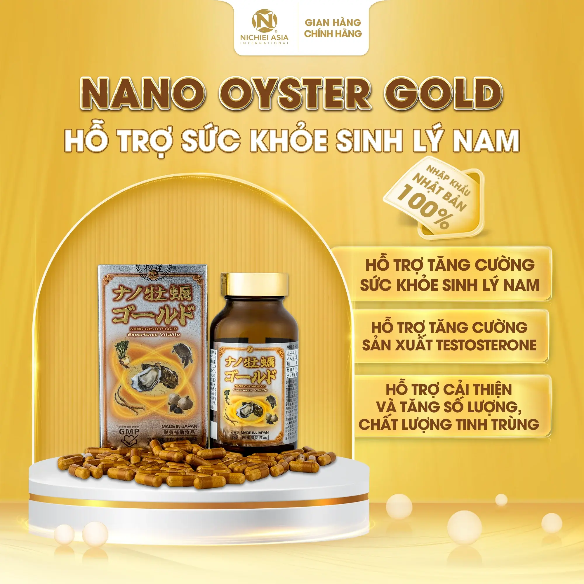 Viên Hàu Sinh Lý Nam Nano Oyster Gold - Nhập Khẩu Nhật Bản