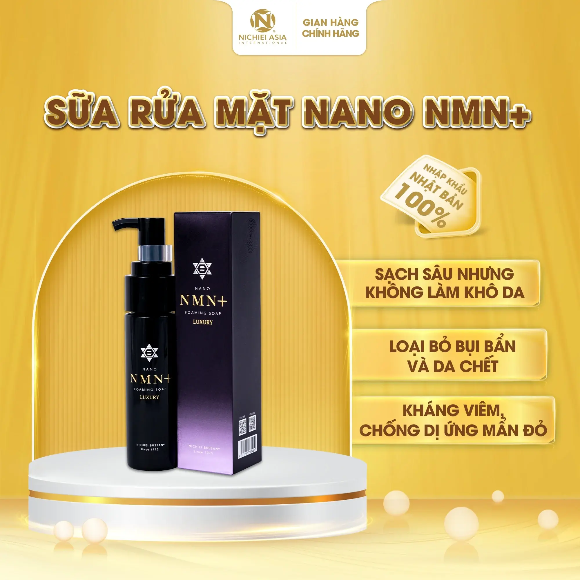 Sữa Rửa Mặt Nano NMN+ Foaming Soap - Nhập Khẩu Nhật Bản