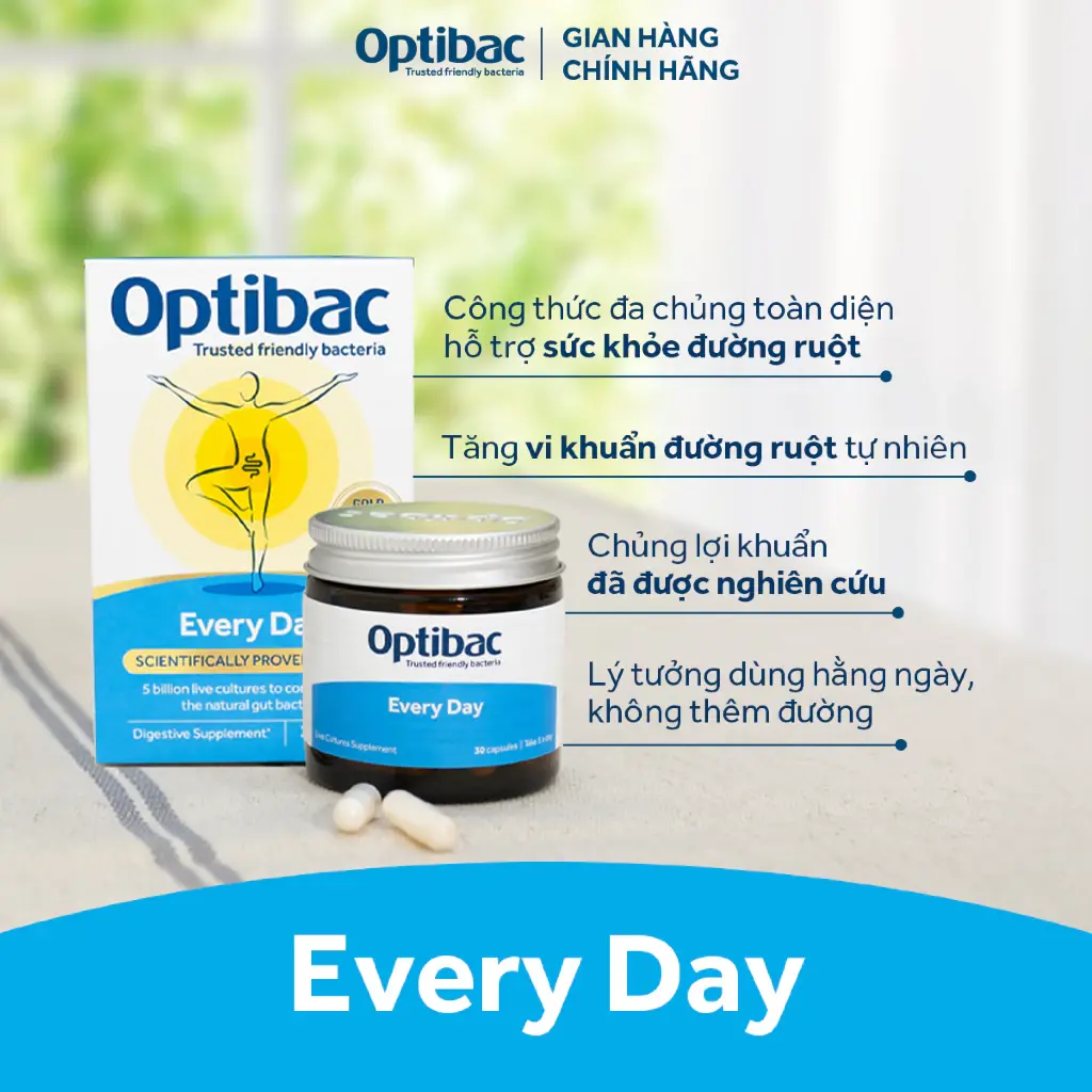 Viên Uống Men Vi Sinh Optibac Probiotics Every Day - Bảo Vệ Và Nâng Cao Sức Khỏe Đường Ruột Và Tăng Đề Kháng