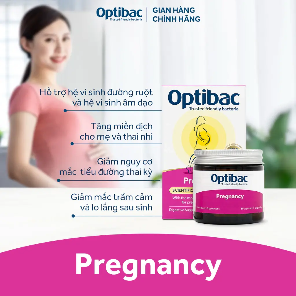 Men Vi Sinh OPTIBAC PREGNANCY Cho Mẹ Bầu Cho Con Bú Cải Thiện Tiêu Hoá Miễn Dịch Viêm Phụ Khoa Hộp 30 viên