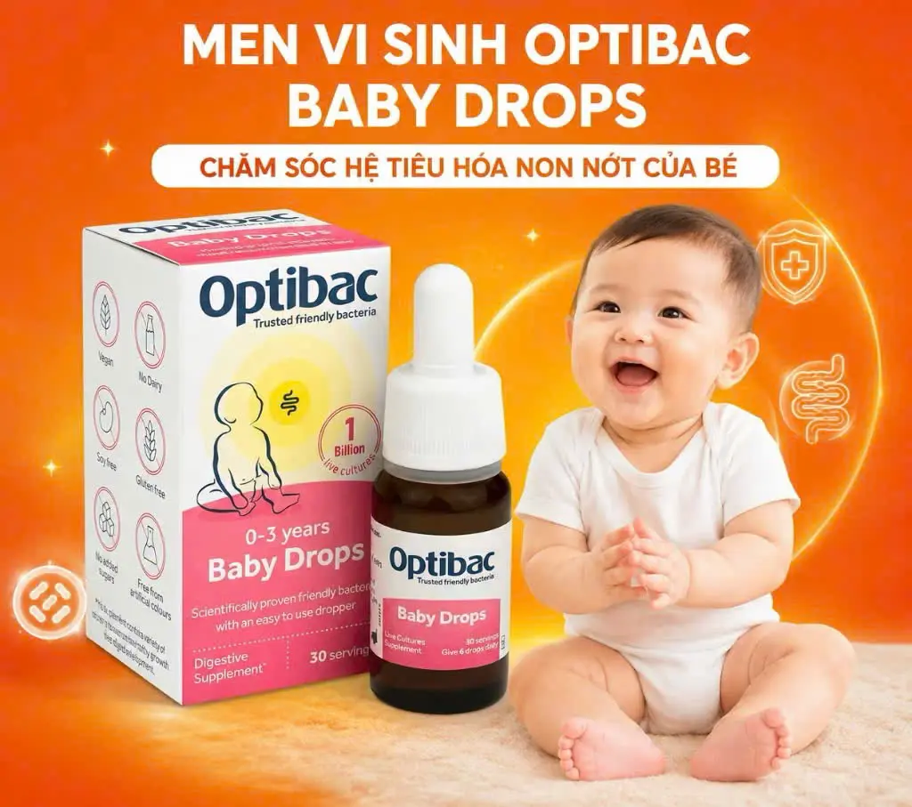 Viên Uống Men Vi Sinh Optibac Baby Drops 10ml – Hỗ Trợ Tiêu Hóa & Tăng Đề Kháng Cho Bé