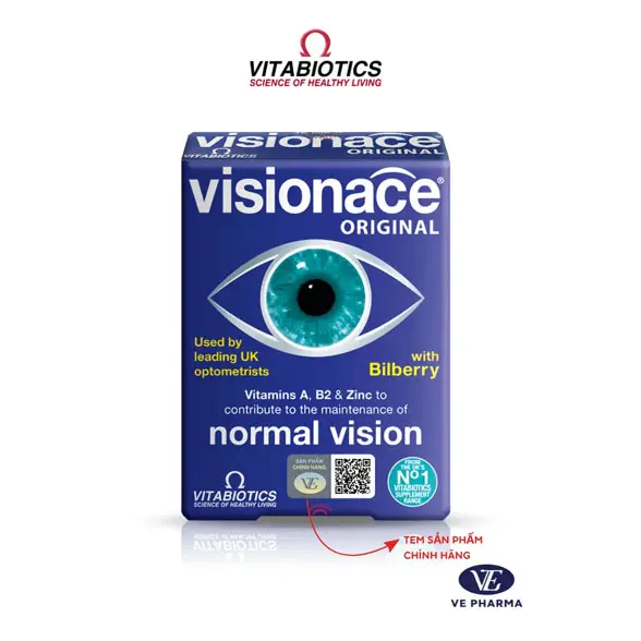 Viên uống Visionace Original Vitabiotics bổ sung vitamin, khoáng chất, lutein, hỗ trợ cải thiện thị lực (2 vỉ x 15 viên)