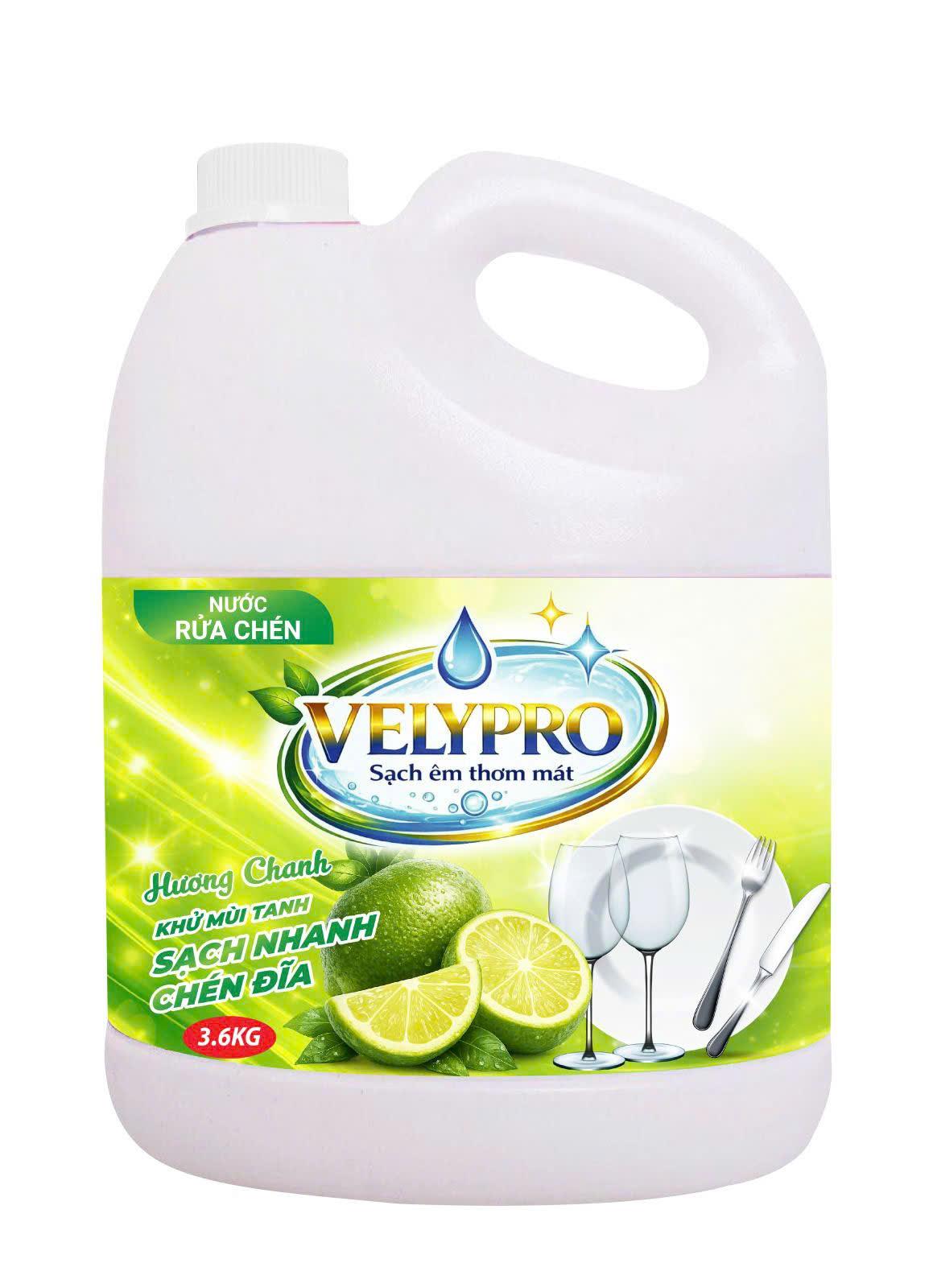 Nước rửa chén VelyPro - hương chanh 3.6kg (loại can)